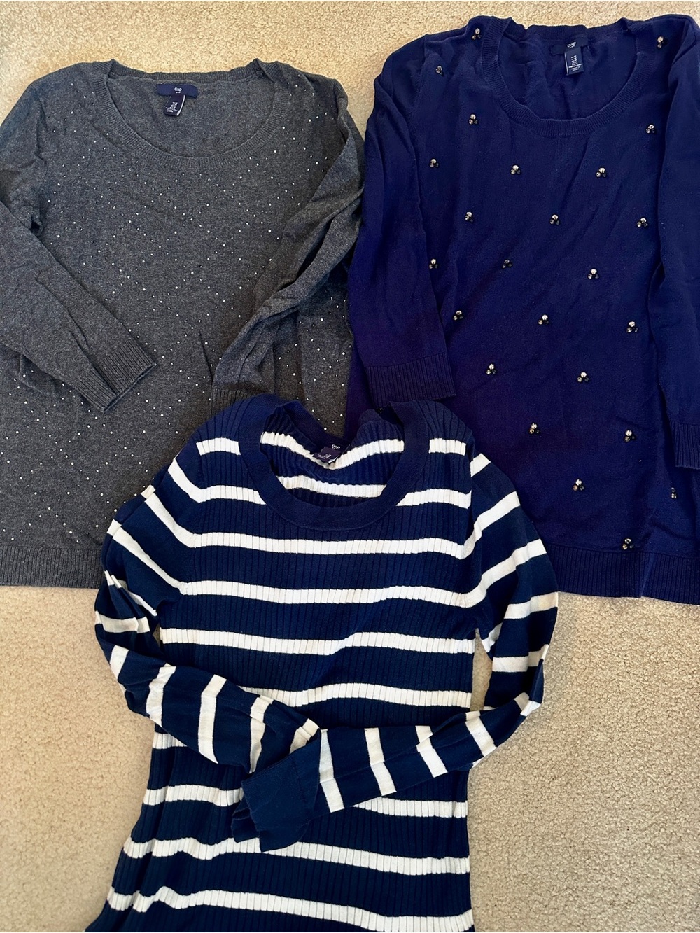 GAP Navy, Charcoal & Navy/White Girls' Sweater Trio 3/$25